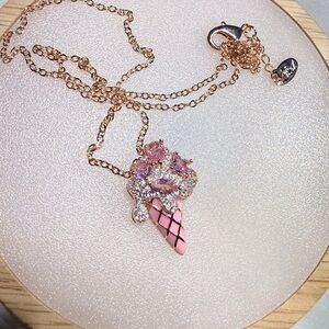 Pink and Gold Ice Cream Pendant Necklace